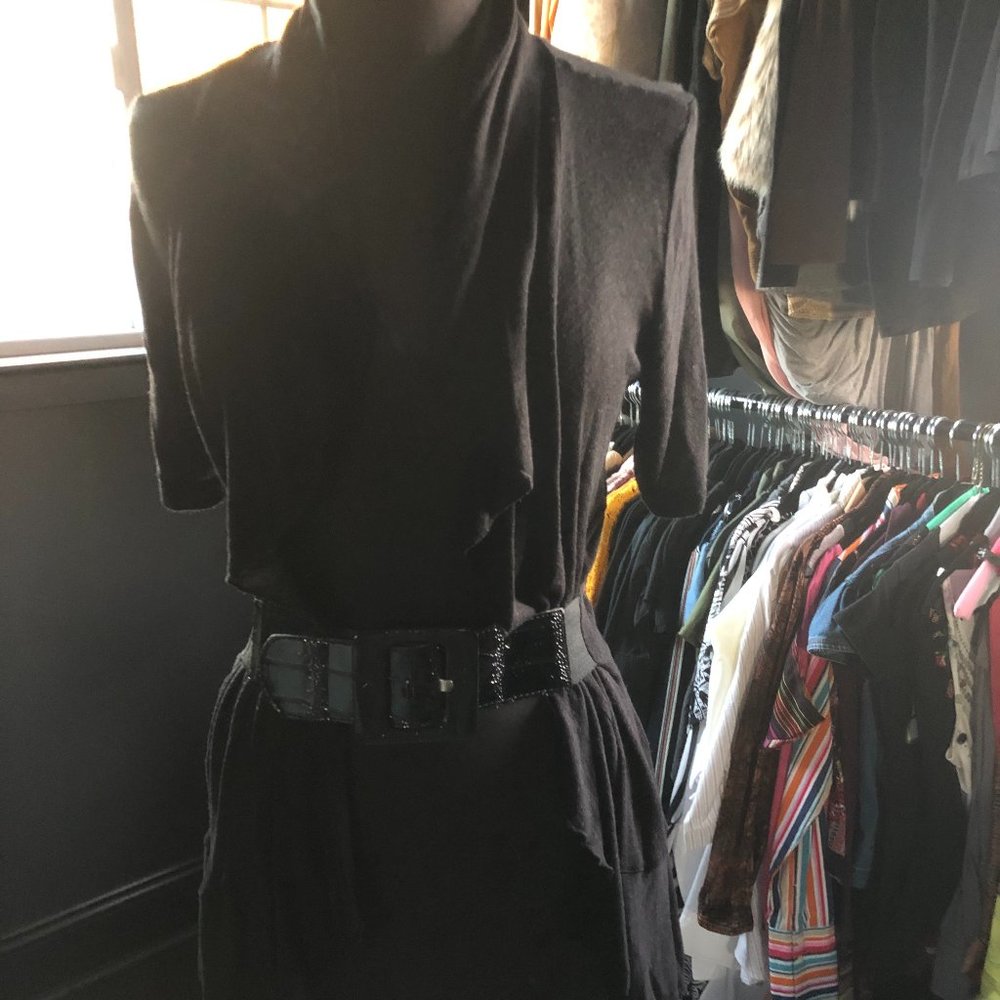 Black Cardigan With Belt Buckle